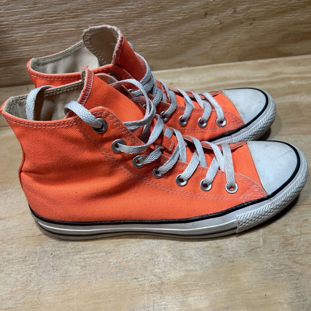 Converse Chuck Taylor All Star High Top Orange Canvas Lace-Up Sneakers W-8; M-6